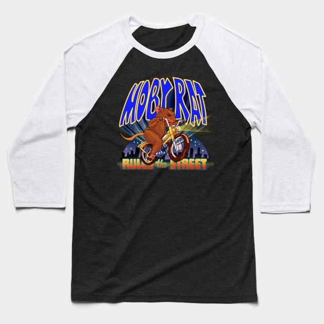 Moby Rat Rules Baseball T-Shirt by FullTuckBoogie